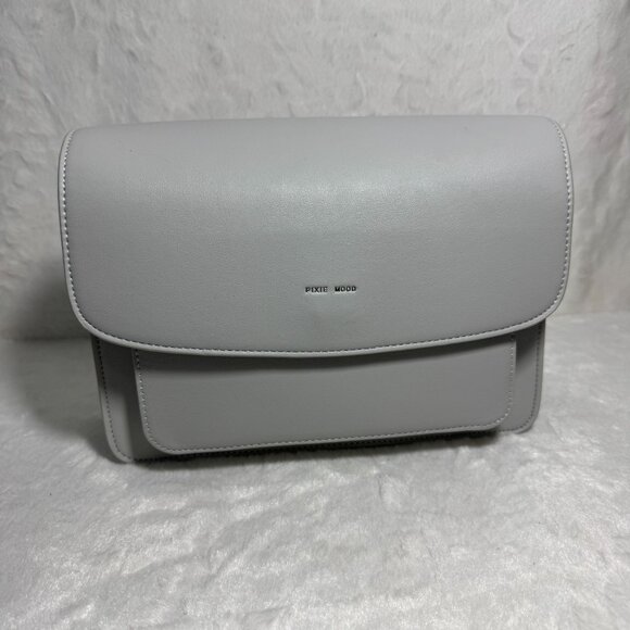 Pixie Mood Zoe Crossbody Purse Handbag Gray Vegan Leather Adjustable Strap - Picture 2 of 13